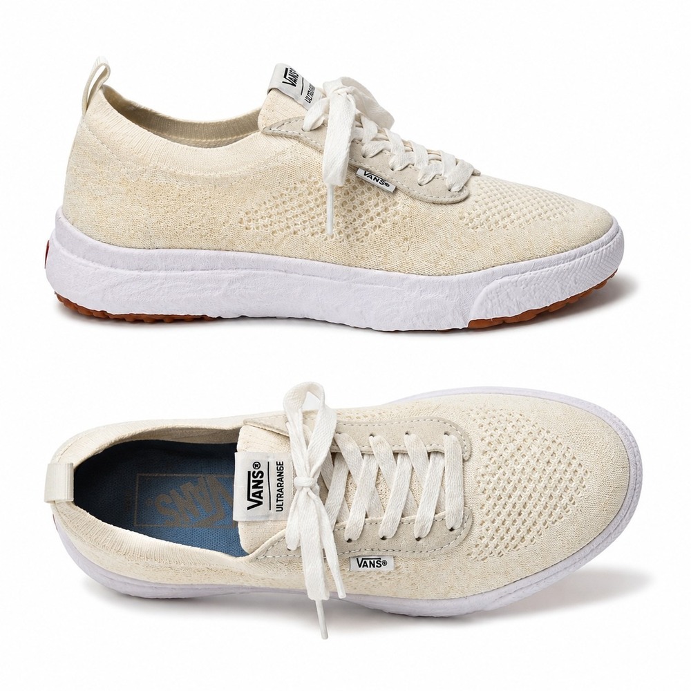 VANS UltraRange VR3 Sneakers Womens/8.5 Mens/7 Ivory/Cream Mesh Upper Bumpy Sole
